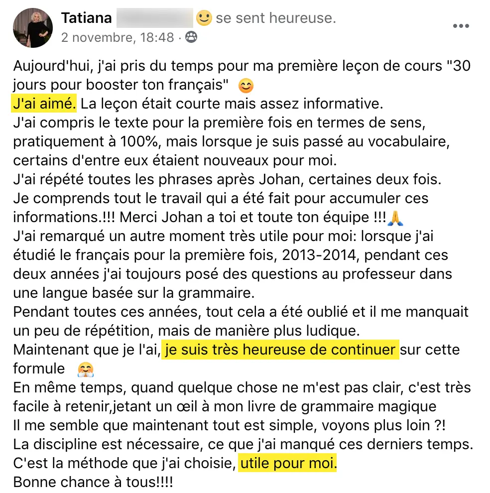Témoignage Tatiana